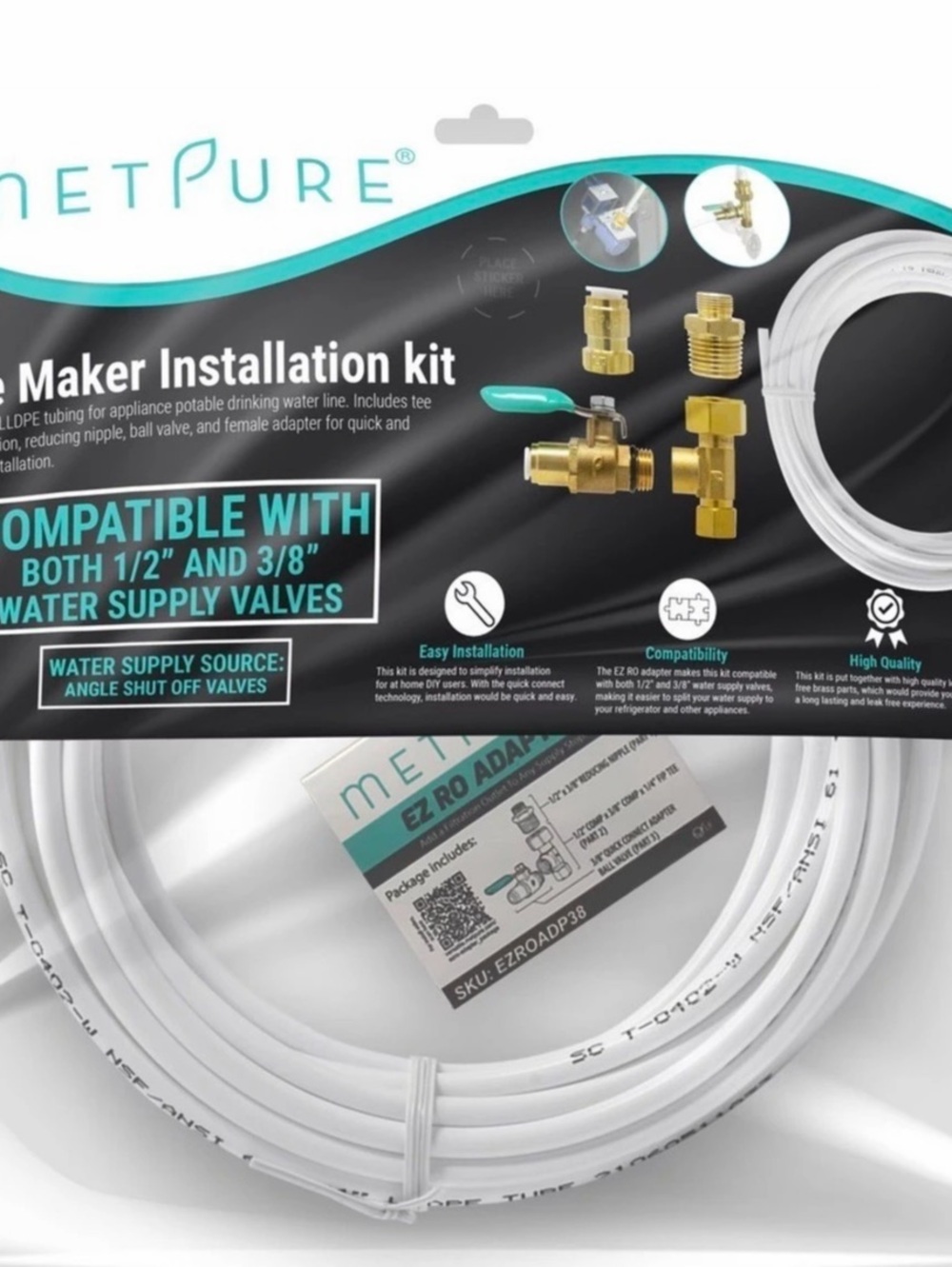 NWT METPURE Ice Maker Installation Kit Water Line Kit White Gold Fridge Opened B